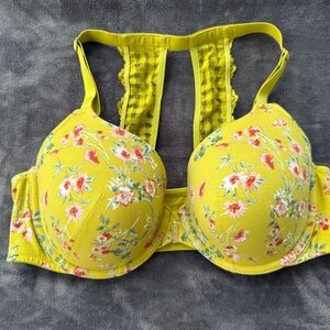 Cacique Green Floral Lightly Lined T-shirt Racerback Bra